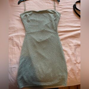 Sage green glitter dress